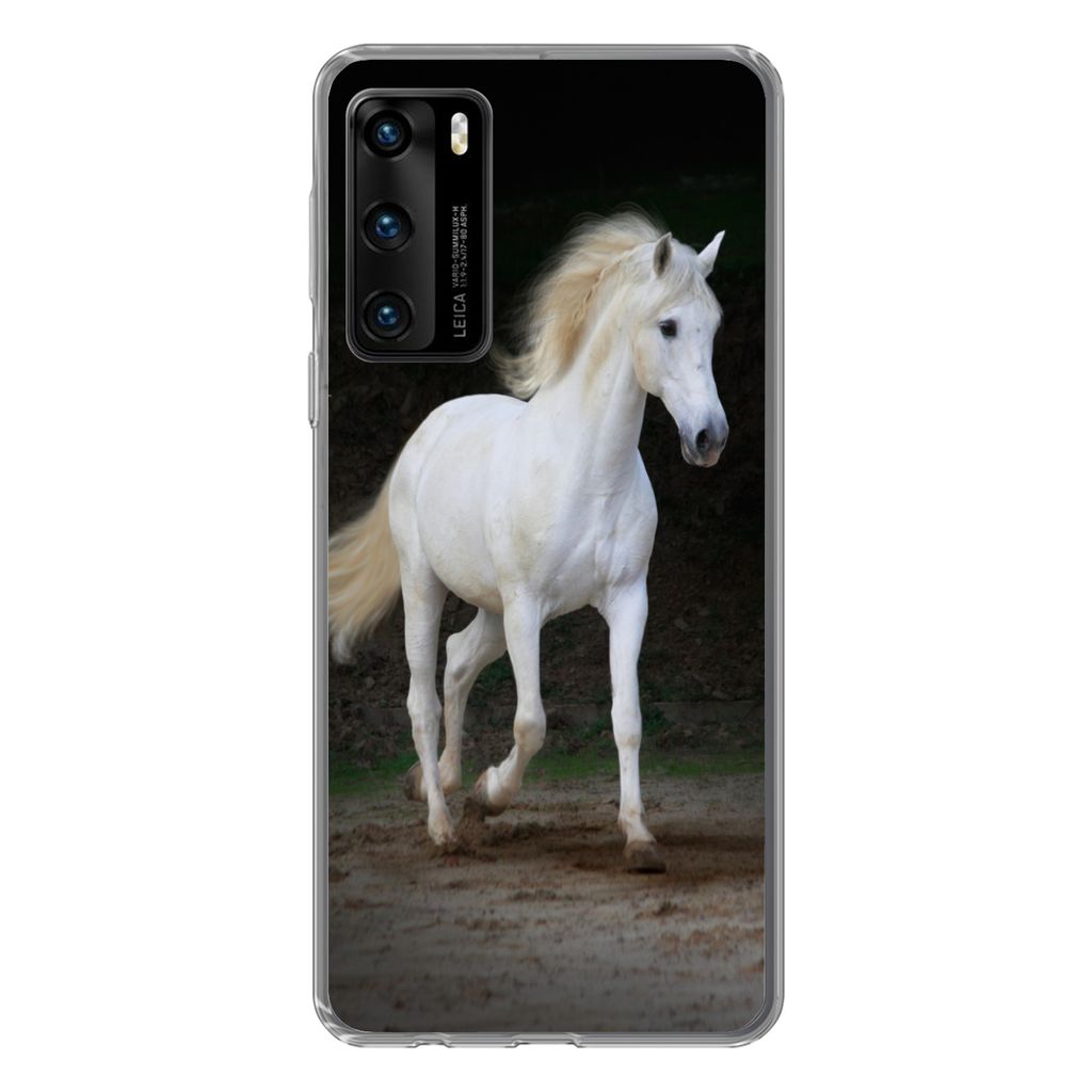 MuchoWow Handyhülle Schutzhülle Hülle für Huawei P40 Pferde - Sand - Dunkel Silikon Softcase Handy Hülle - Handytasche