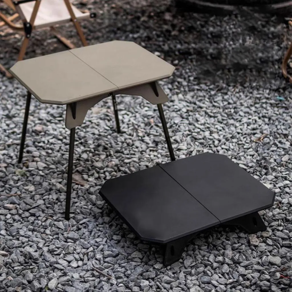 Table de Camping Pliante et Réglable pour Repas Extérieur en Noir - 4