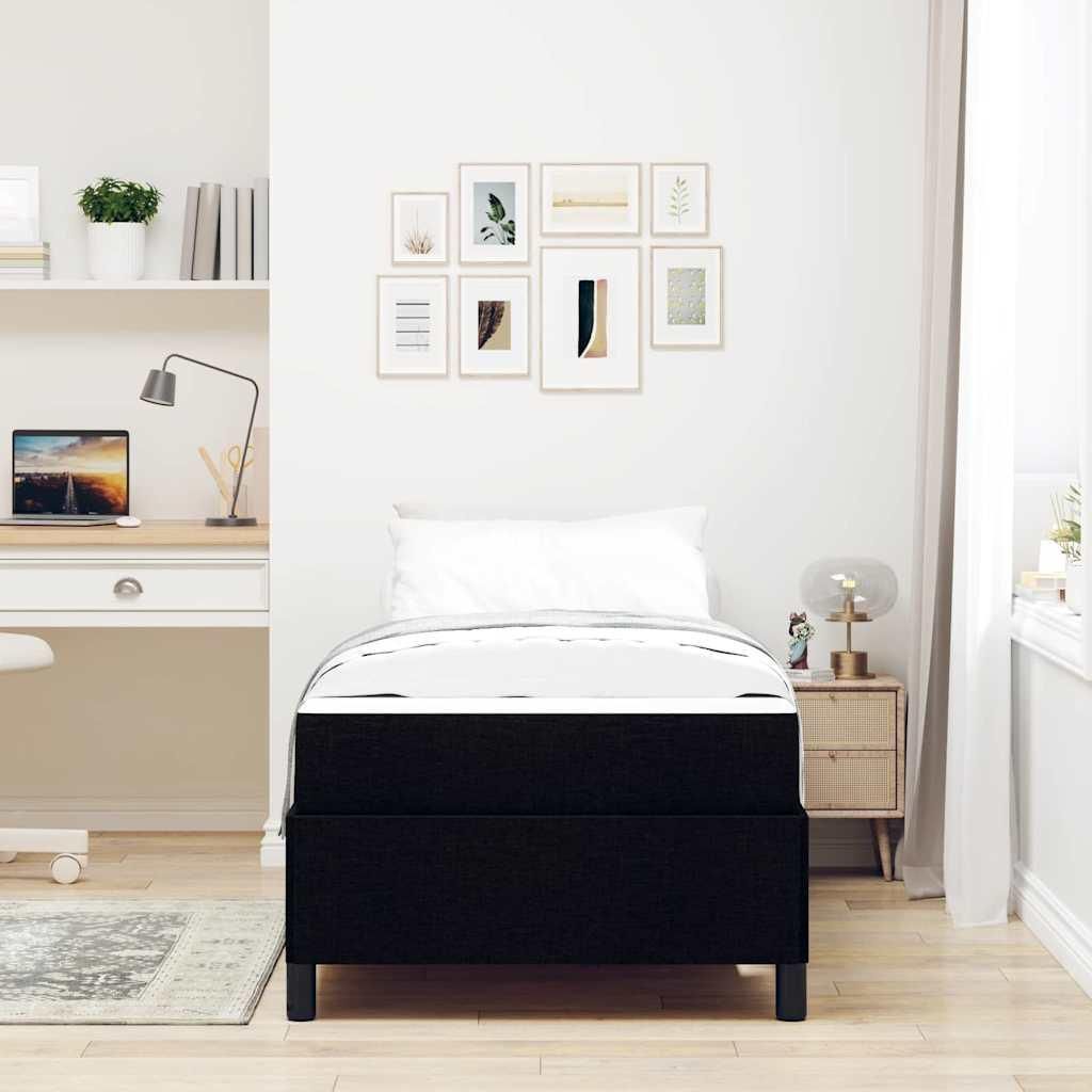 Möbel Boxspringbett Schwarz, Schwarz 90 x 190 cm Stoff, Ingenieurholz - Klassische Betten 3398824