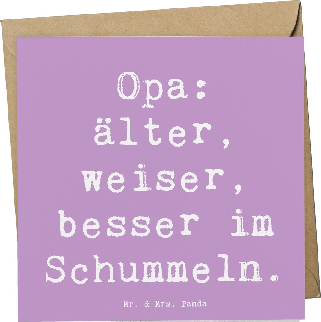 Mr. & Mrs. Panda Grußkarte Spruch Opa Weisheit - Lavendeltraum - Geschenk, Handarbeit, Großpapa, Klappkarte, Liebe, anlasskarte, einzigartige Des...