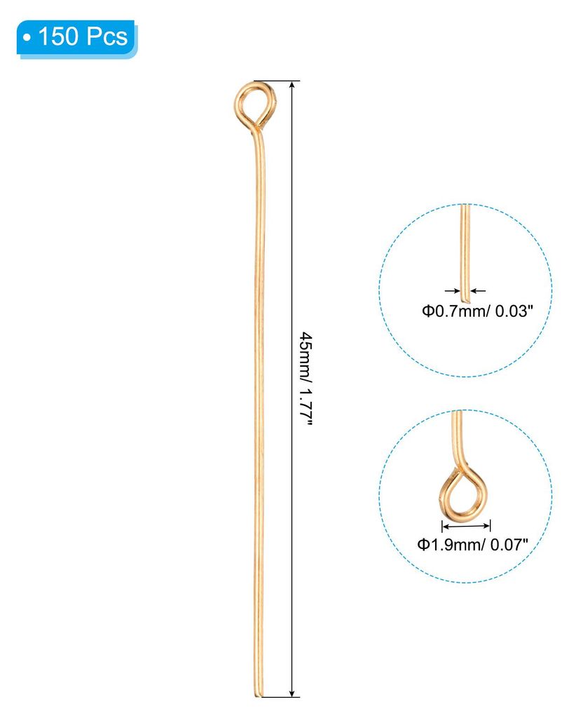 45mm Offene Augenstifte, 150 Stš¹ck 23 Gauge Metallkopfstifte Nadeln Augenstifte fš¹r Schmuckherstellung Findings Ohrringe Halskette Armband DI...