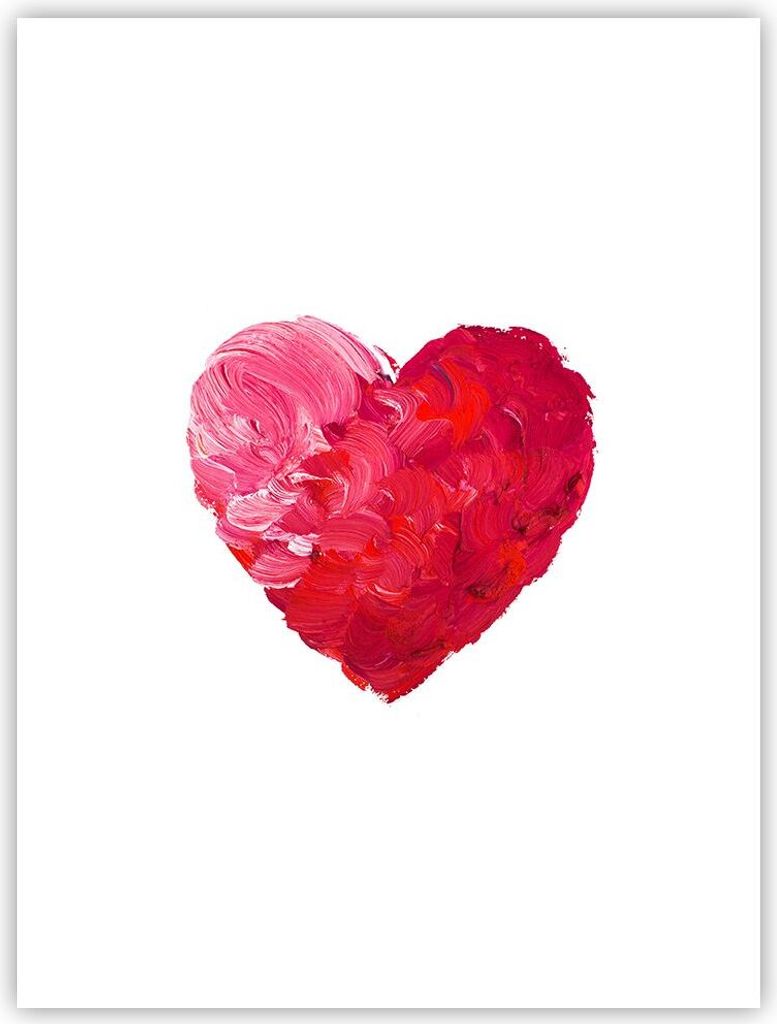 Poster - Poster ohne Rahmen - Rot Herz Aquarell - 30x40 cm - Wand Bild - Wanddeko - Wandbilder - Kunstposter - Wandposter - Bilder - Kunstdruck - W...