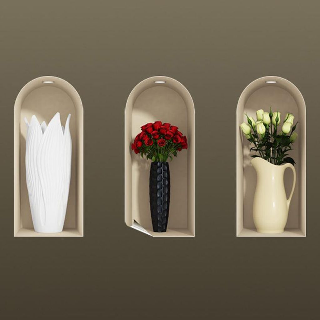 3D-Effekt-Aufkleber, weiße und rote Rosen, 1 x 60 x 90 cm
