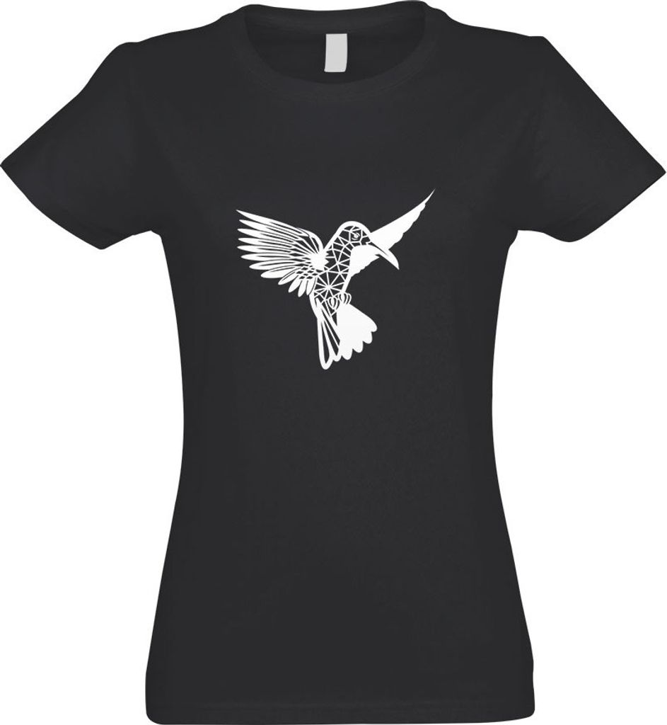Kiwistar - T-Shirt tailliert - Damen - Graphit - Polygon Kolibri Figur Tier Art - mit Motiv Bedruckt - Funshirt Design - Sport - Freizeit - Damen -...