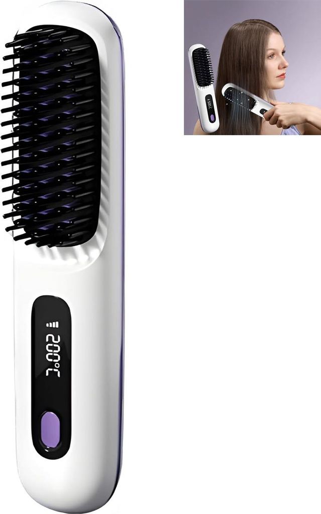 Haarbürste,Haarglätter Bürste für Reisen – MCH Keramik, Glätten oder Locken, konstante Temperatur, leicht & handlich