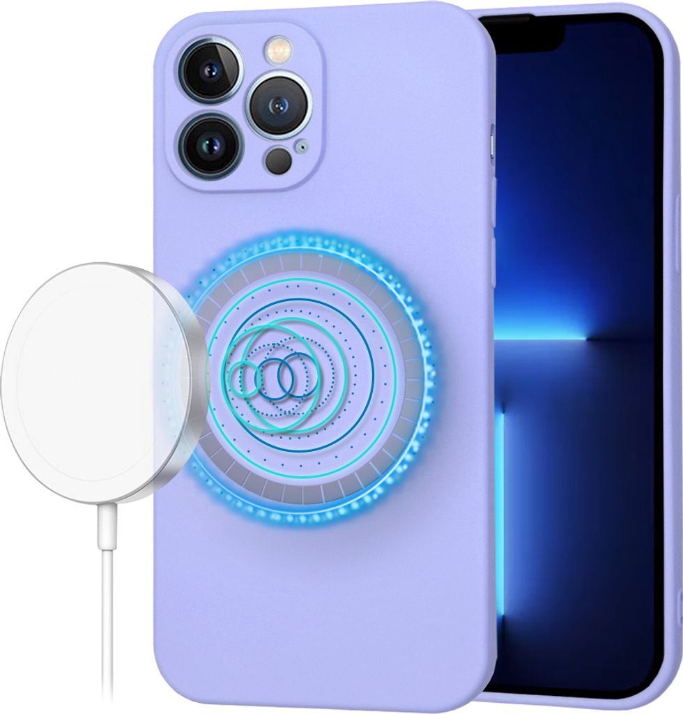 Techsuit Soft Flex Silikon Back Cover Hülle mit MagSafe für Apple iPhone 13 Pro Max - Hell lila