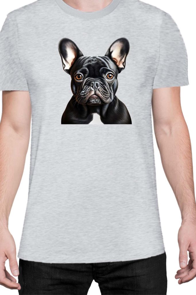 Herren T-Shirt Dogs Breeds French Bulldog Dog Breed 006, Man M / Grau