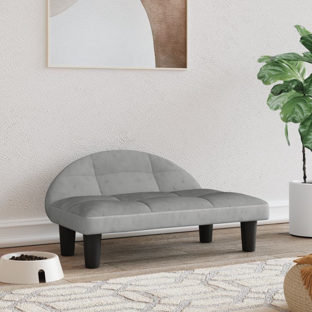 The Living Store Hundebett Hellgrau 70x52x30 cm Samt