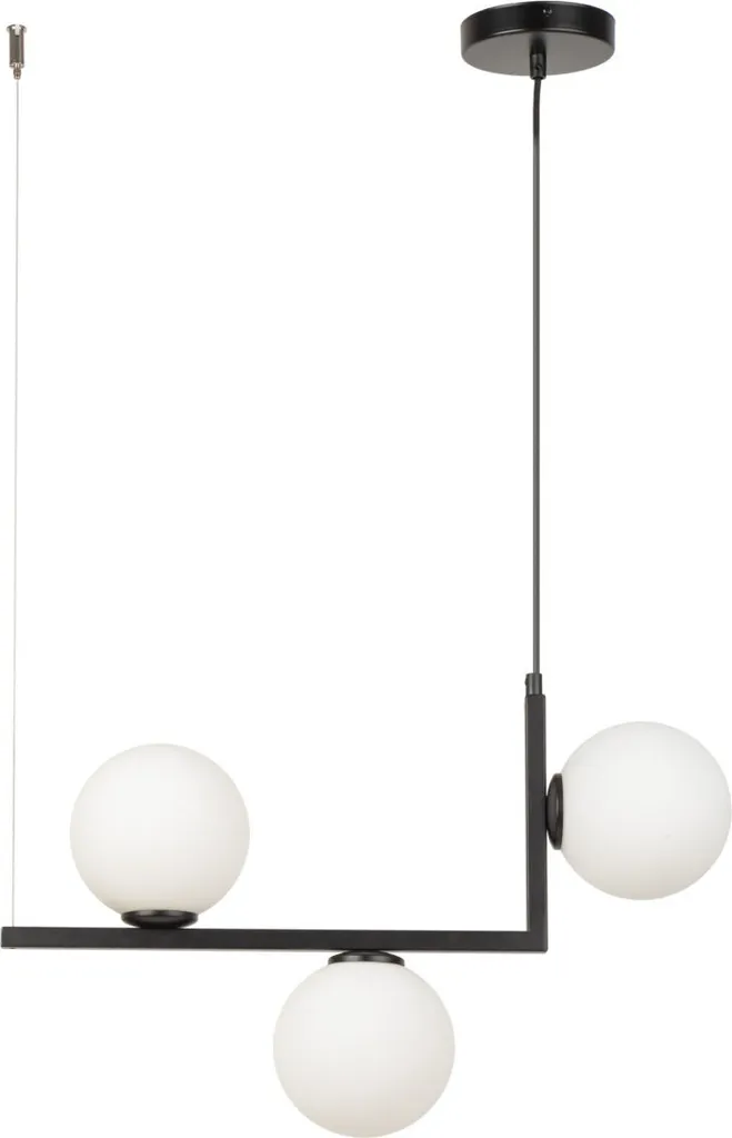 Luminaire suspendu design noir et boules blanches pour salle à manger