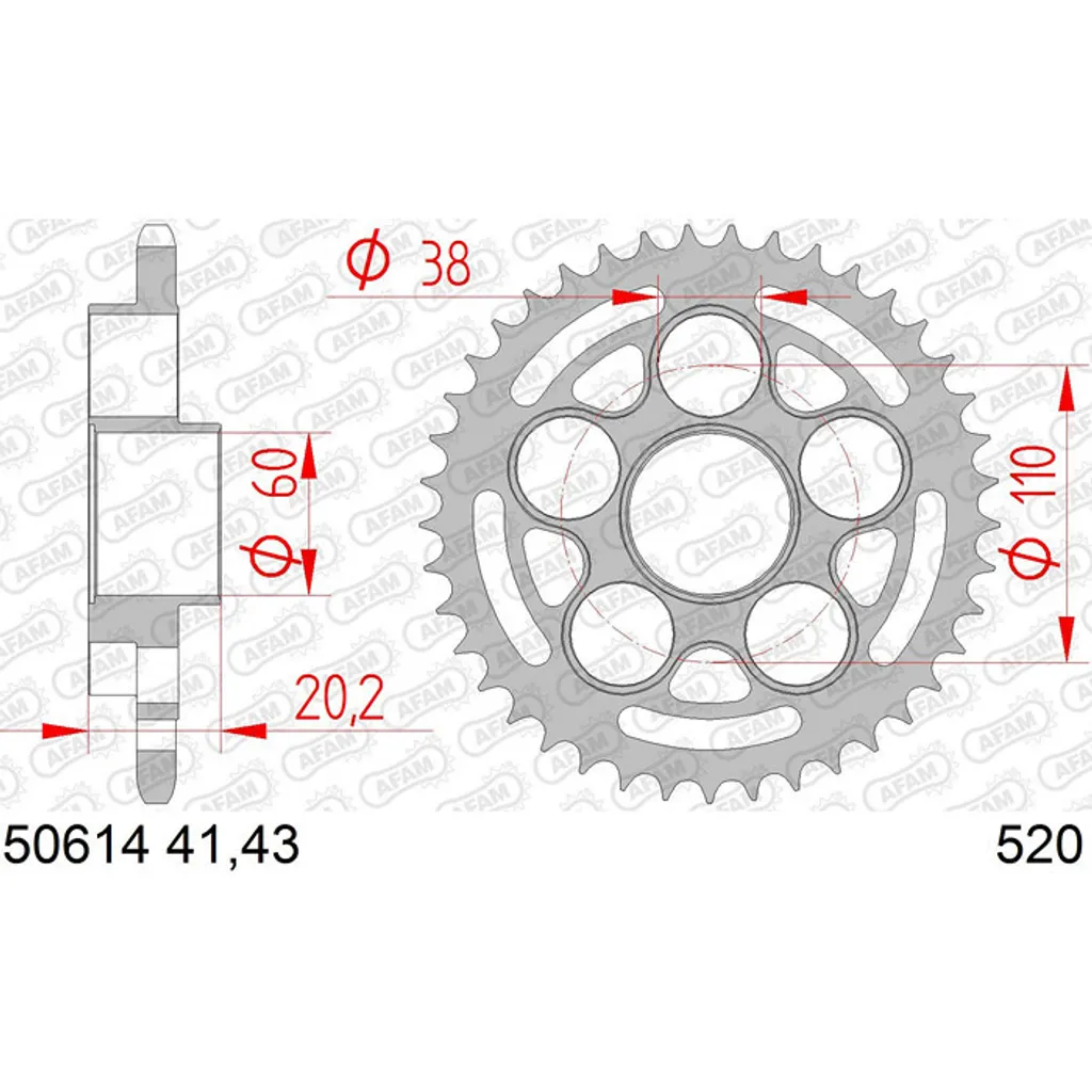 Couronne Kettenrad 520 43 dents contre l'usure de transmission moto