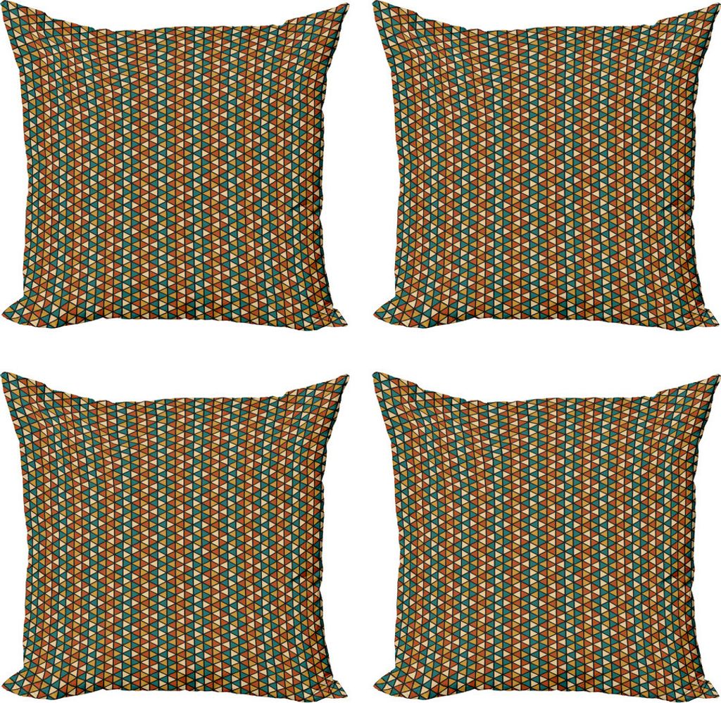 ABAKUHAUS Geometrisch Kissenbezug Set (4 Stück), Retro Grid Triangles, Moderner Doppelseitiger Digitaldruck, 40 cm x 40 cm, Mehrfarbig