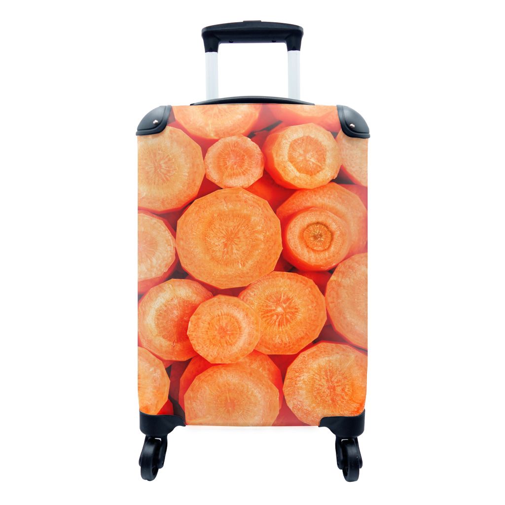 MuchoWow Koffer Handgepäck Trolley Rollkoffer Kleine Reisekoffer mit 4 Rollen - In Scheiben geschnittene saftige Karotte - Cabin Size < 55x40x23...