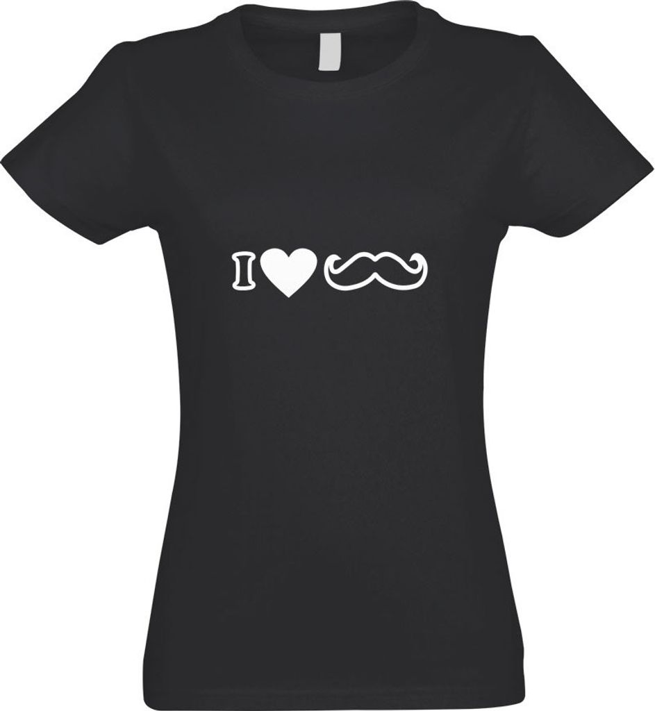 Kiwistar - T-Shirt tailliert - Damen - Graphit - I Love Mustache - mit Motiv Bedruckt - Funshirt Design - Sport - Freizeit - Damen - S