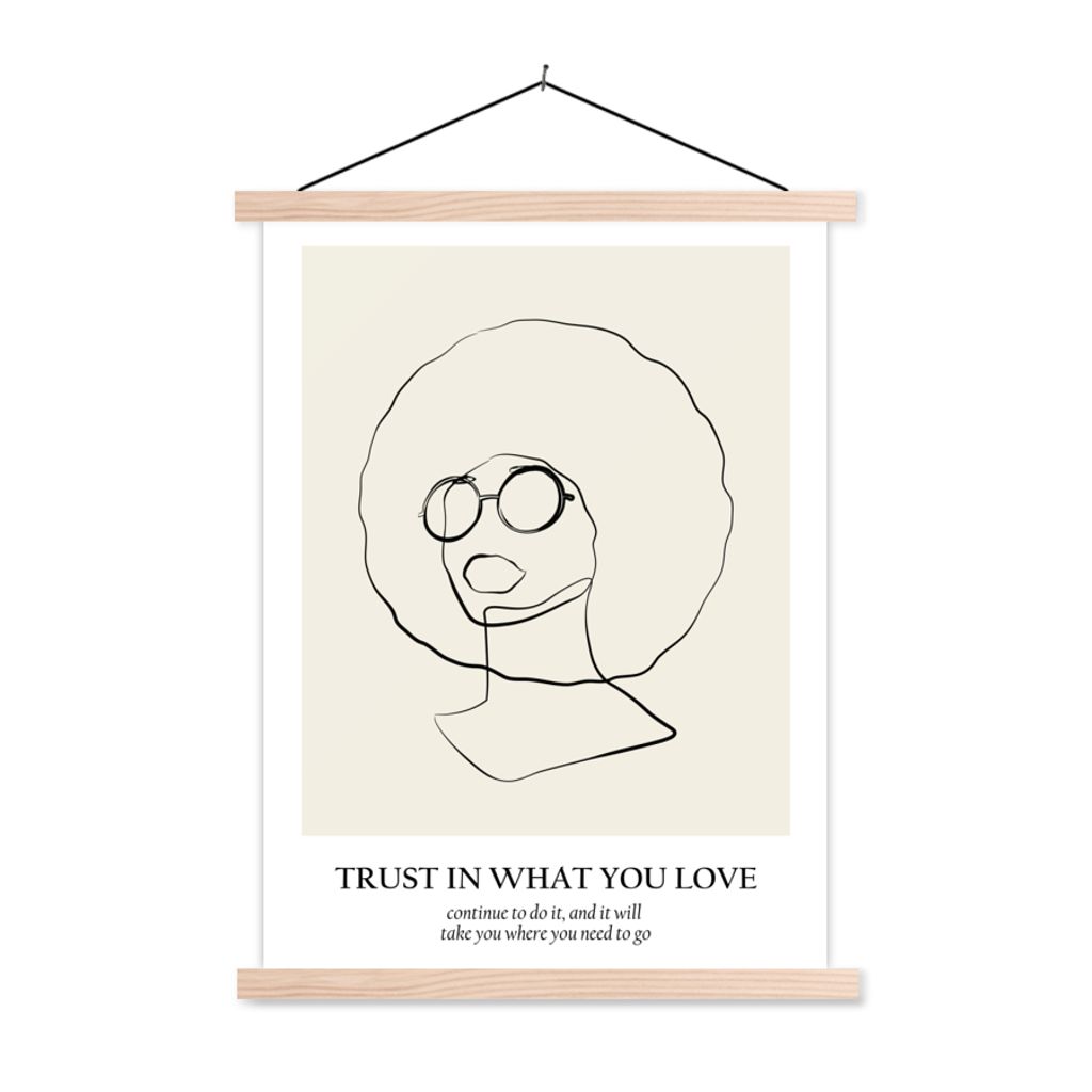 MuchoWow Textilposter Text - Frauen - Strichzeichnungen - Zitate 40x53 cm mit holzfarbenen Rahmen - Schlafzimmer