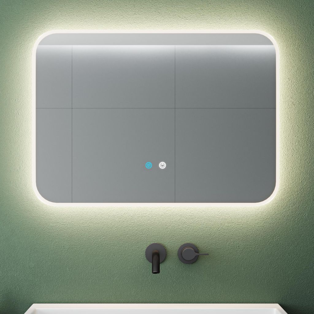 Mai & Mai Wandspiegel Badezimmer Spiegel LED 70x50cm LED Bad-Spiegel mit Touchschalter, Beschlagfrei durch Antifog-Schicht nova-02