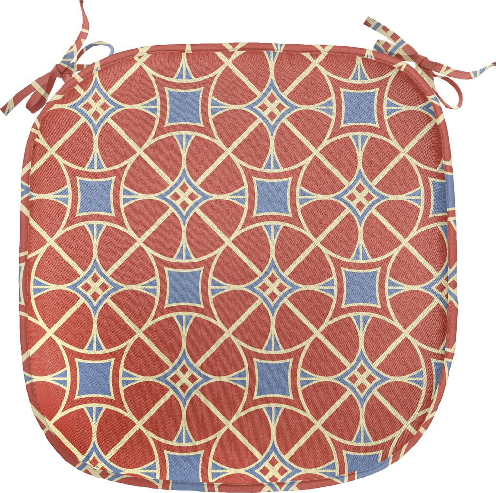 ABAKUHAUS asiatisch Polster für Esszimmerstühle, Kurvige Linien Kreise Tile, Dekoratives wasserfestes Kissen mit Riemen für Küchensitze, 40 cm ...