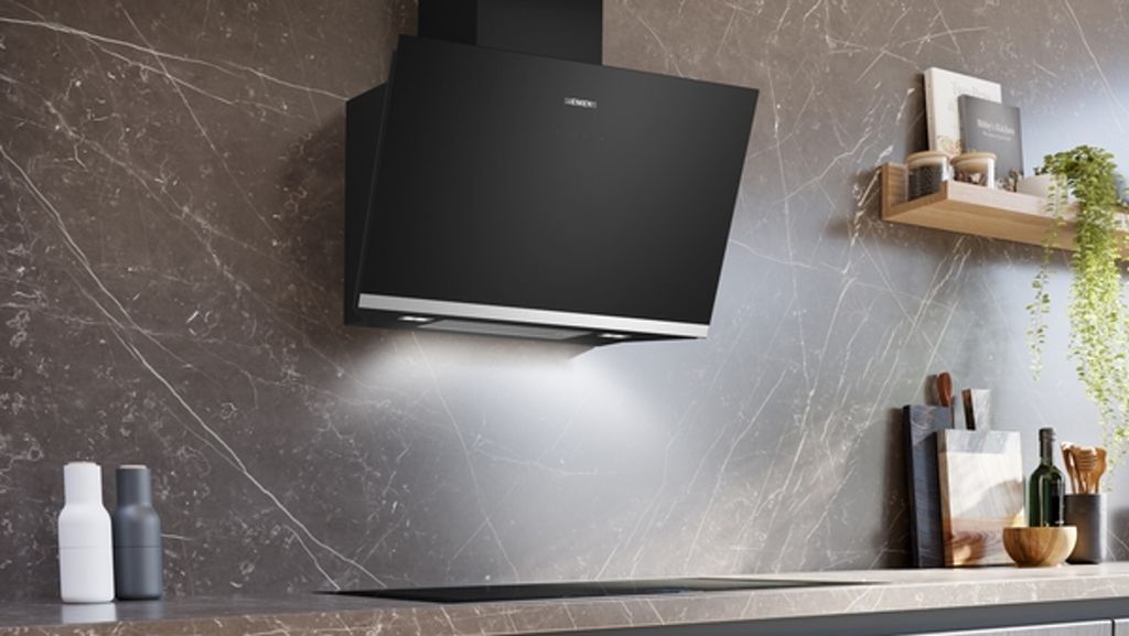 Siemens Wandesse 80 cm Klarglas schwarz bedruckt LC81KAN60 Produktbild 3