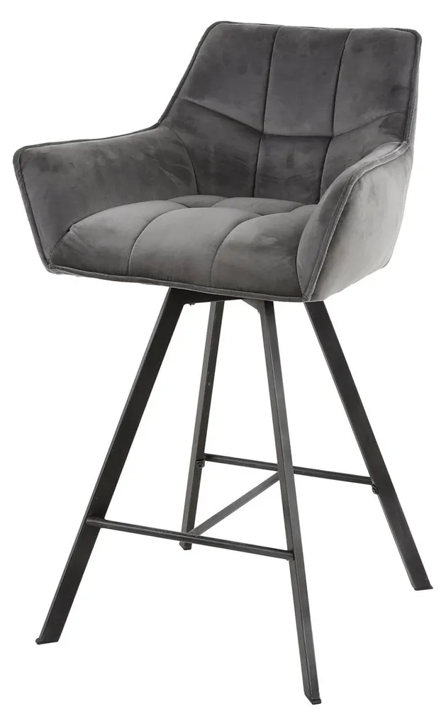 Chaise de bar grise et noire 56 cm FURNLUX Raster pour cuisine moderne