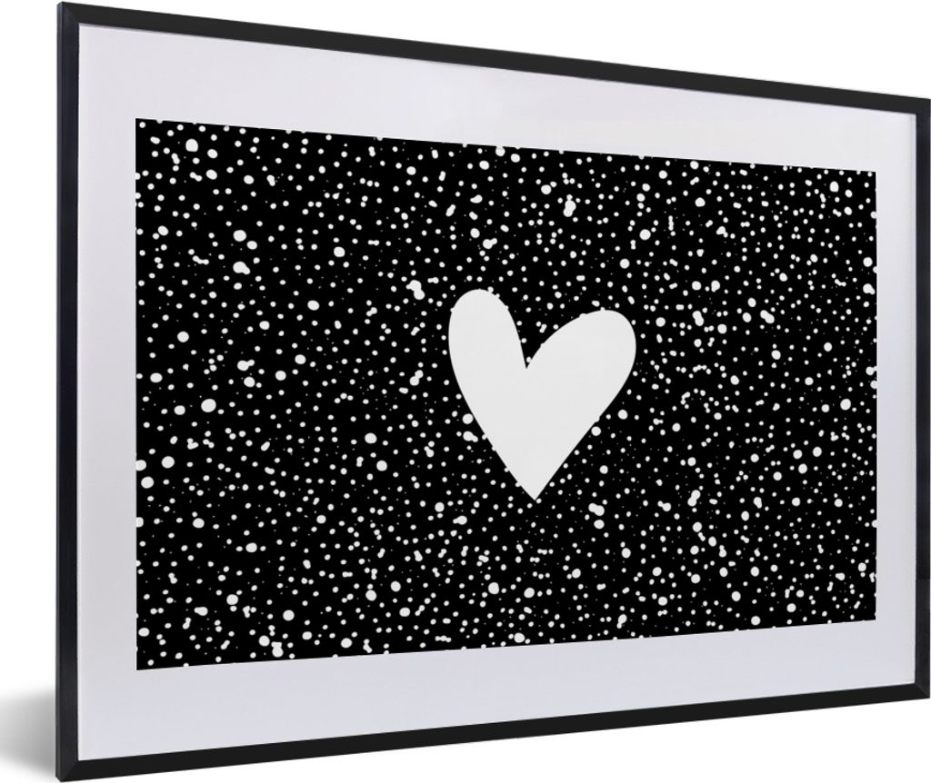 MuchoWow Gerahmtes Poster Design - Liebe - Herz 60x40 cm - Poster mit Schwarzem Bilderrahmen Wandposter Rahmen Foto Bilder - Schlafzimmer - Plaka...