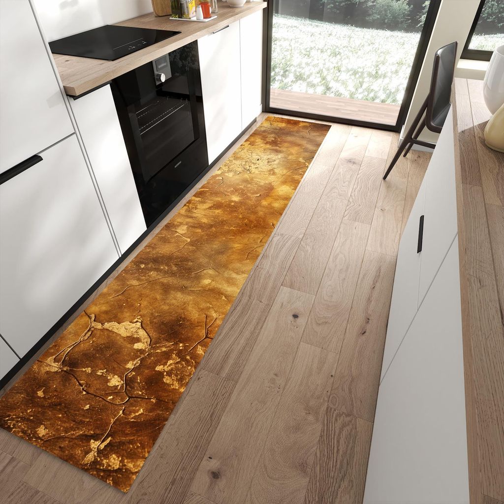 Küchenteppich 60x300cm rutschfest & abwischbar PVC Läufer - Verwitterter Putz