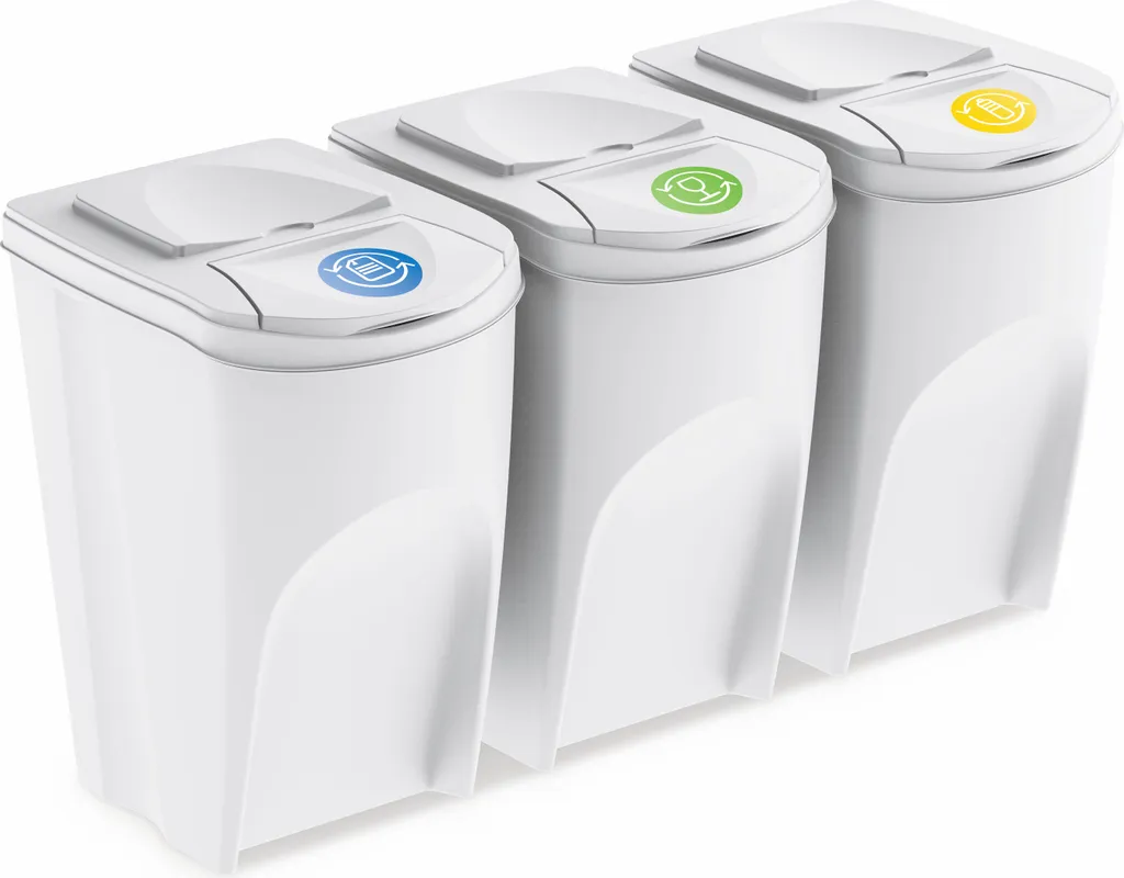 Kit 3 poubelles modulables 35 litres Sortibox XL blanc gain de place
