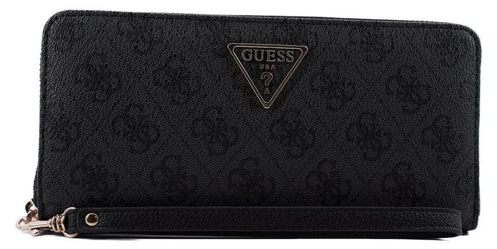 Guess Laurel SLG Large Zip Around Noir - Portefeuille Femme Élégant