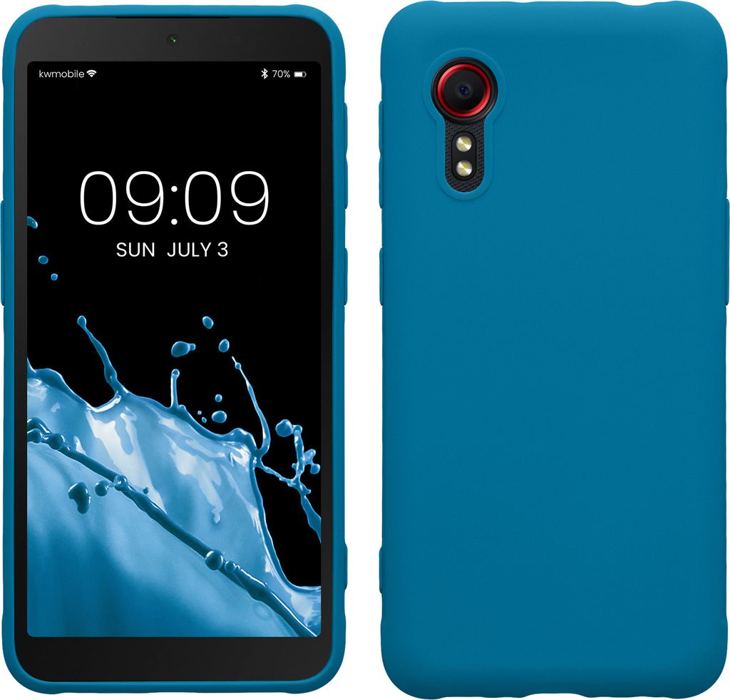 kwmobile Hülle kompatibel mit Samsung Galaxy Xcover 5 Hülle - weiches TPU Silikon Case - Cover geeignet für kabelloses Laden - Blue Reef