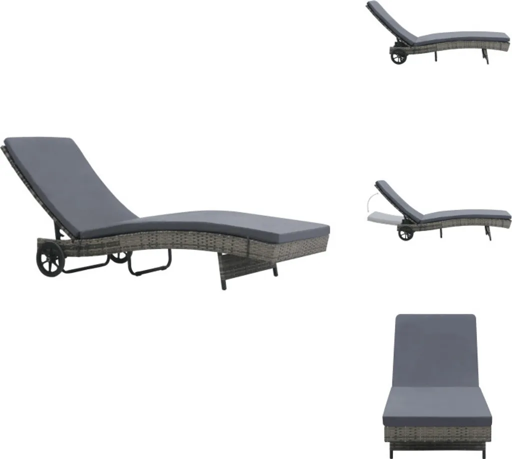 Bain de soleil vidaXL poly rotin gris anthracite avec roulettes mobiles