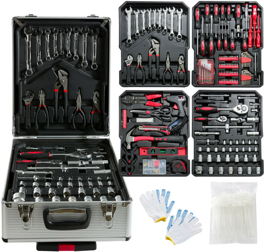 Mallette de bricolage à roulettes 1200 pièces pour atelier et maison