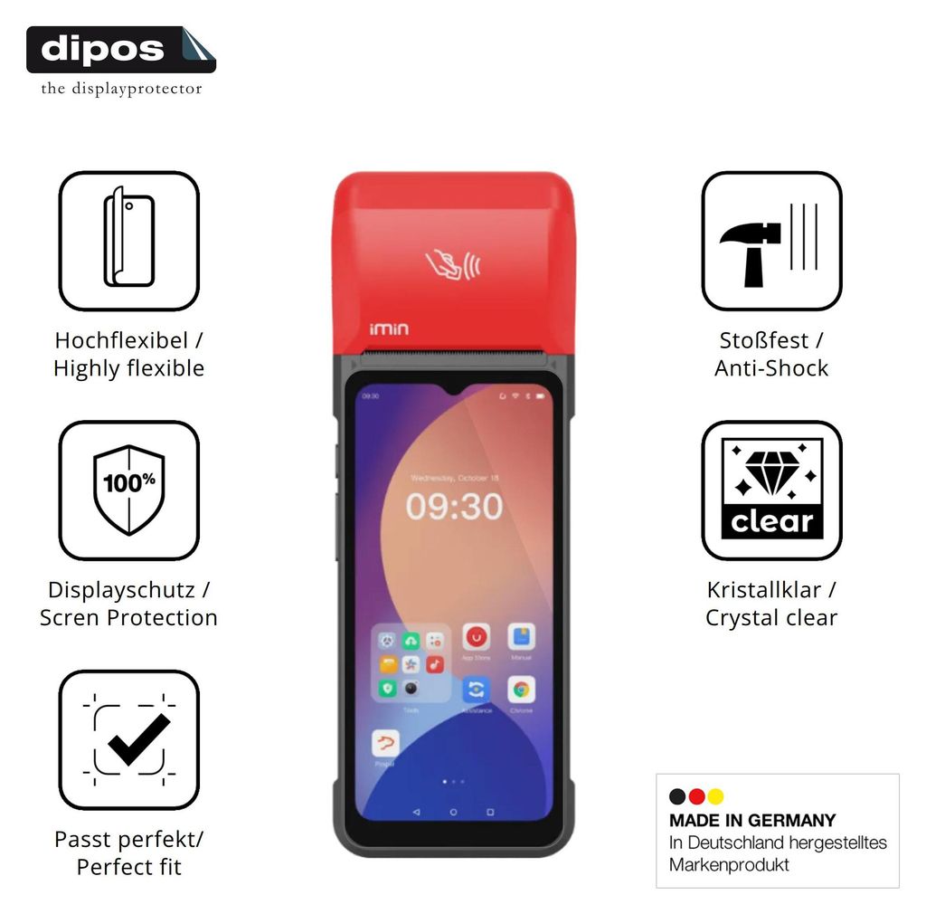 2x Schutzfolie für IMIN Swift 2 / 2 Pro Folie, 100% Displayabdeckung, dipos Flex