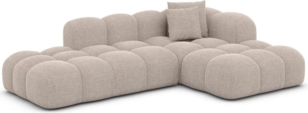 Strukturstoff L-Form Lounge Sofa Valora Beige Rechts