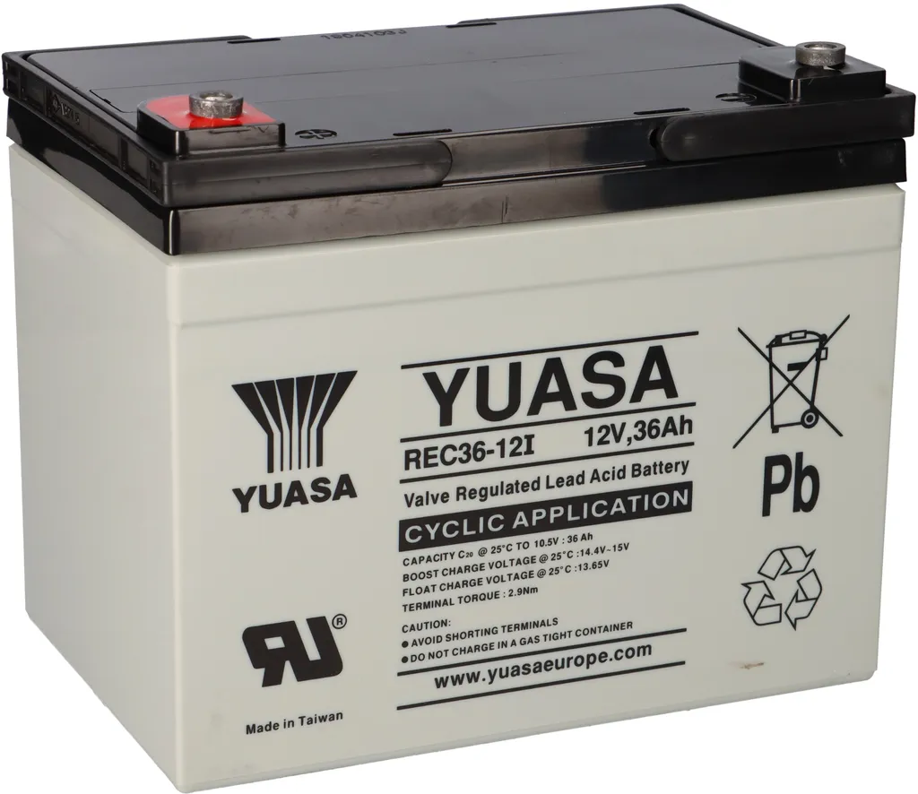 Batterie de traction 12V 36Ah Yuasa REC36-12I pour fauteuil et scooter