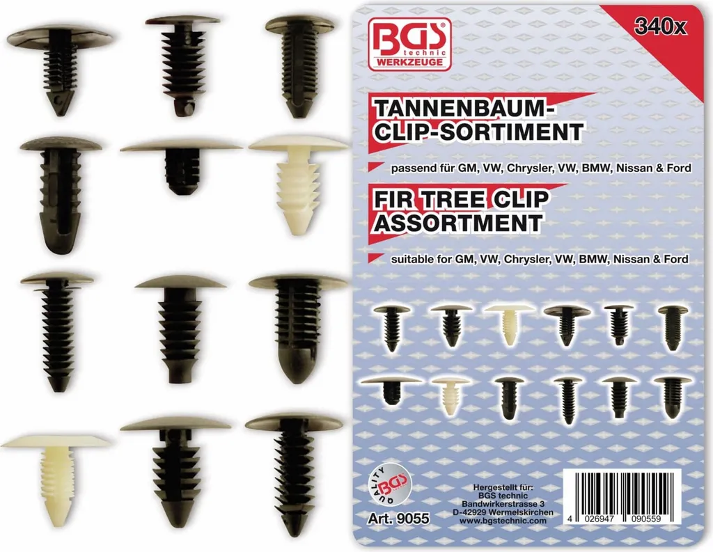 Set de 340 Agrafes de Fixation en Nylon Haute Résistance pour Carrosserie