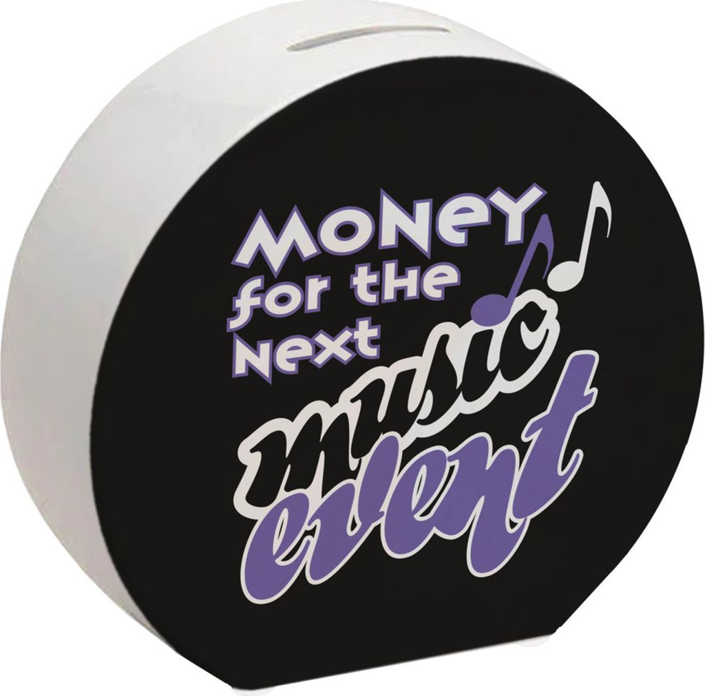 Spardose für Liebhaber von Konzerten und Festivals mit Spruch in Lila