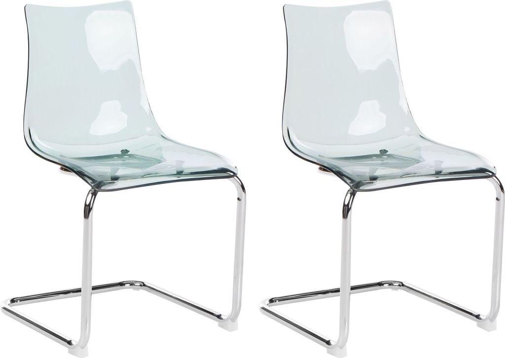 BELIANI Esszimmerstuhl 2er Set Transparent Schwarz aus Kunststoff Freischwinger Durchsichtig Modernes Design Plastikstühle Esszimmer Küche