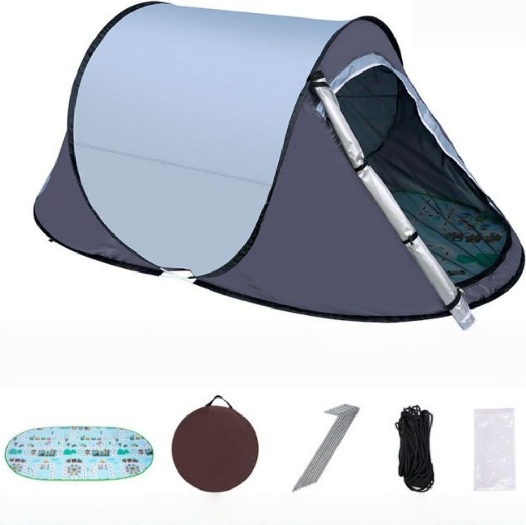 Automatik-Schnellaufbauzelt 190T Silberbeschichtung UV-Schutz wasserdicht 1-2 Personen Campingzelt