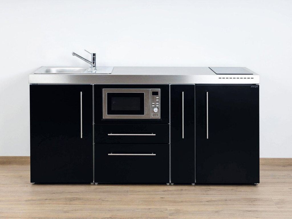 Stengel Miniküche MPM 180 A, KMI Schwarz mit Kühlschrank und Mikrowelle