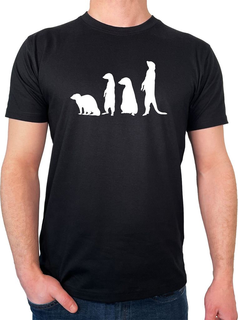 Huuraa Herren T-Shirt Erdmännchen Silhouette L Black Bio Baumwolle Fairtrade Herrenshirt Geschenkidee