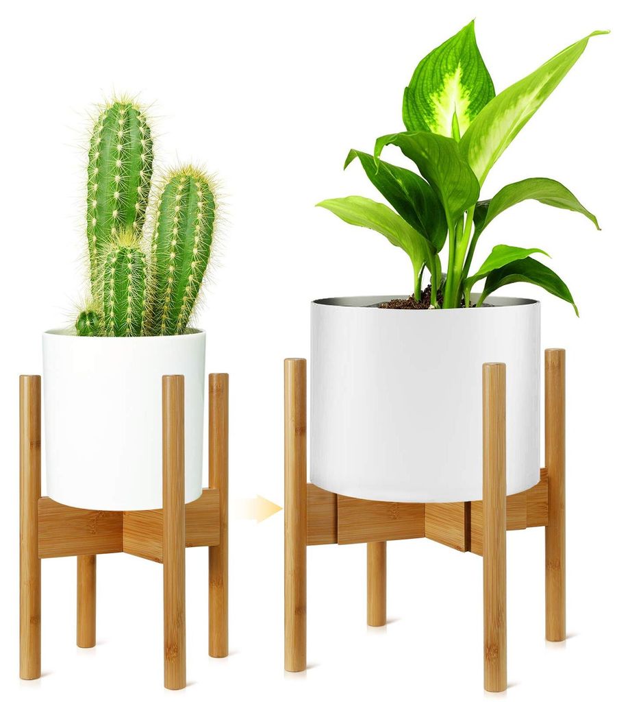 Pflanzenständer, verstellbarer Blumentopfständer, Blumentopfständer aus Holz, Topfregal für den Innen- und Außenbereich, geeignet für Blument...