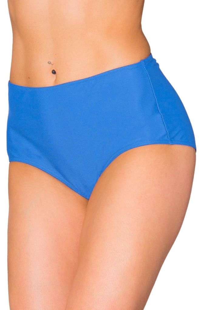 Aquarti Damen Bikinihose Bikini-Slip mit Hohem Bund , Farbe: Jeansblau, Größe: 44