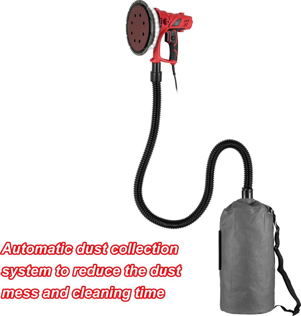 Handschleifgerät für Trockenbau 850W Elektroschleifer mit 12 Schleifscheiben Variable Geschwindigkeit 1500-2600 U/min Wandschleifer mit automatis...