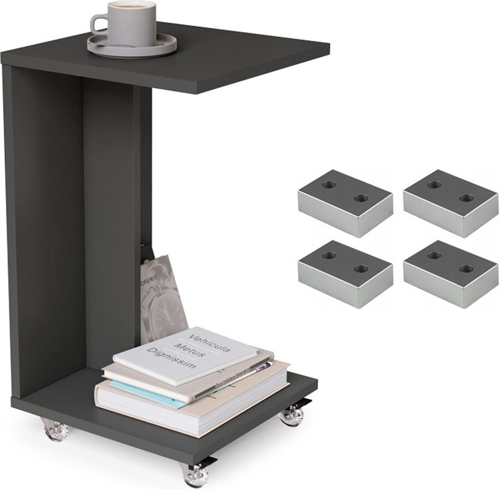 Design Beistelltisch Hugo, 40x40x66 cm, mit parkettgeeigneten Rollen, als Kinder-Schreibtisch nutzbar