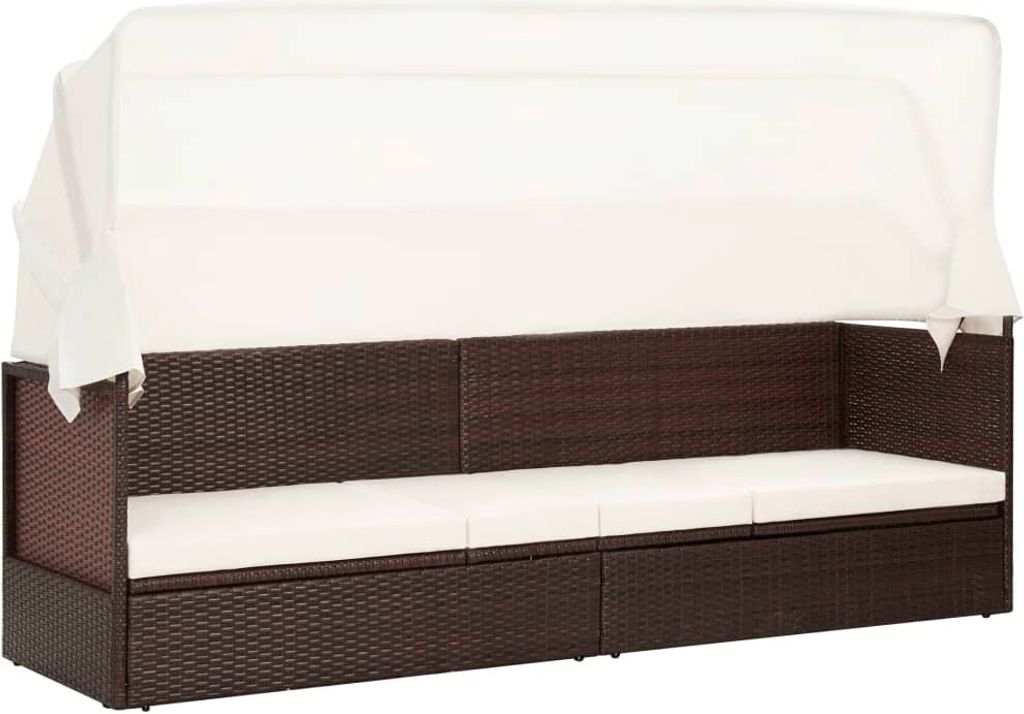 Gartensofa mit Sonnendach Poly Rattan Braun