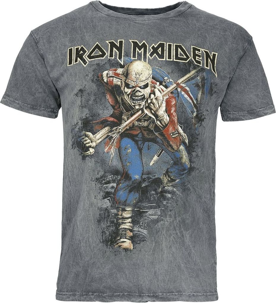 Iron Maiden T-Shirt Herren Trooper grau Band-Merch, Bands 100% Baumwolle S