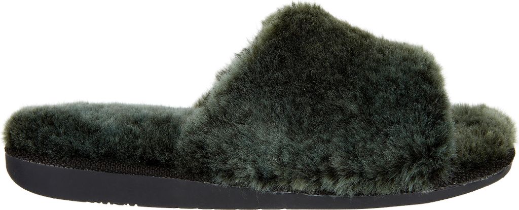 Vanuba - Damen Plüsch Hausschuhe Lammfell Schafwolle D010 Smaragd, Größe 40 EU