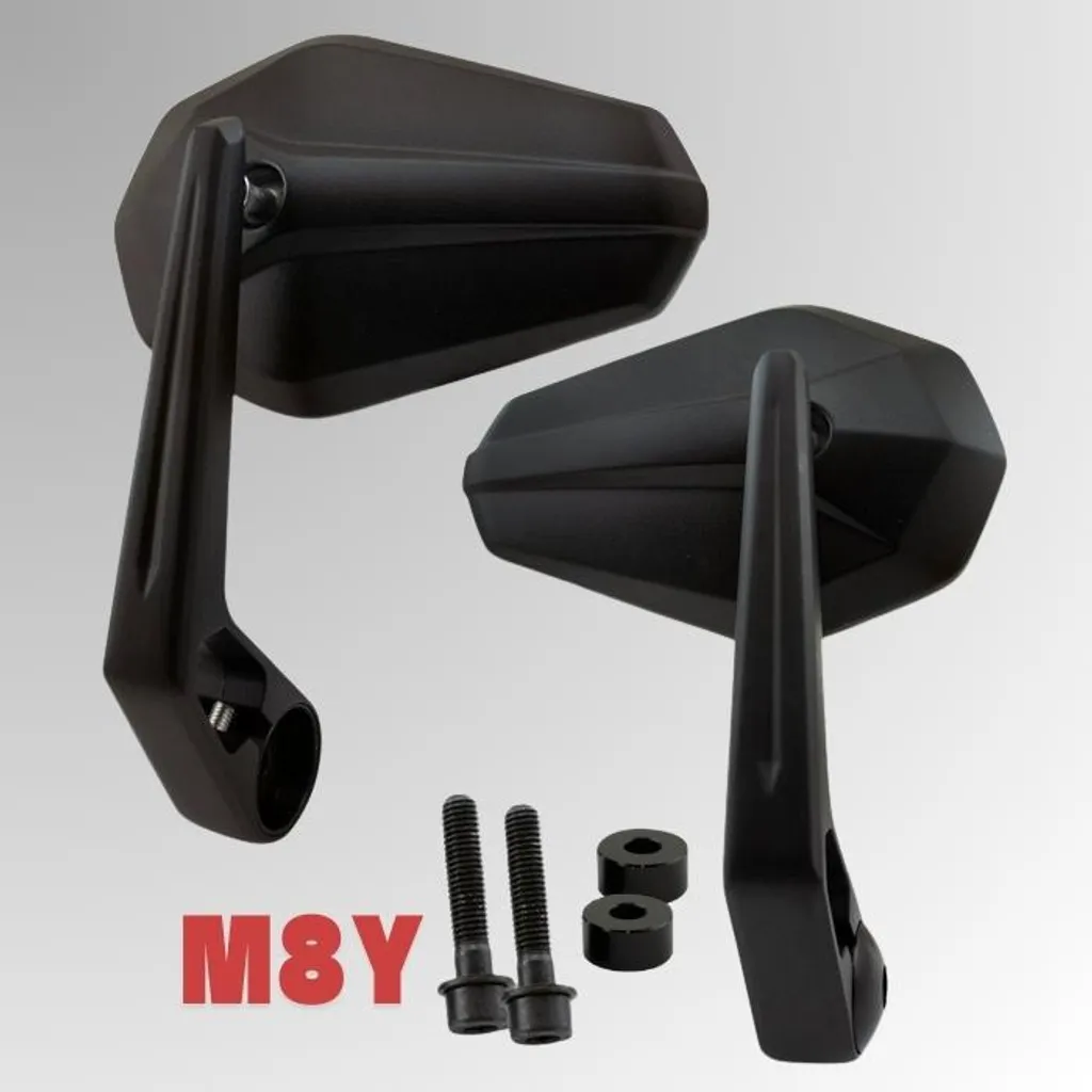 Rétroviseur SOLID 2 noir M8Y anti-vibration pour embout guidon Yamaha