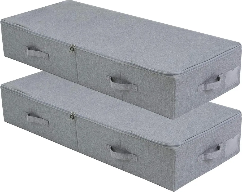 Amonsen Set de 2 Paniers de Rangement sous le Lit 100x43x18 cm Gris