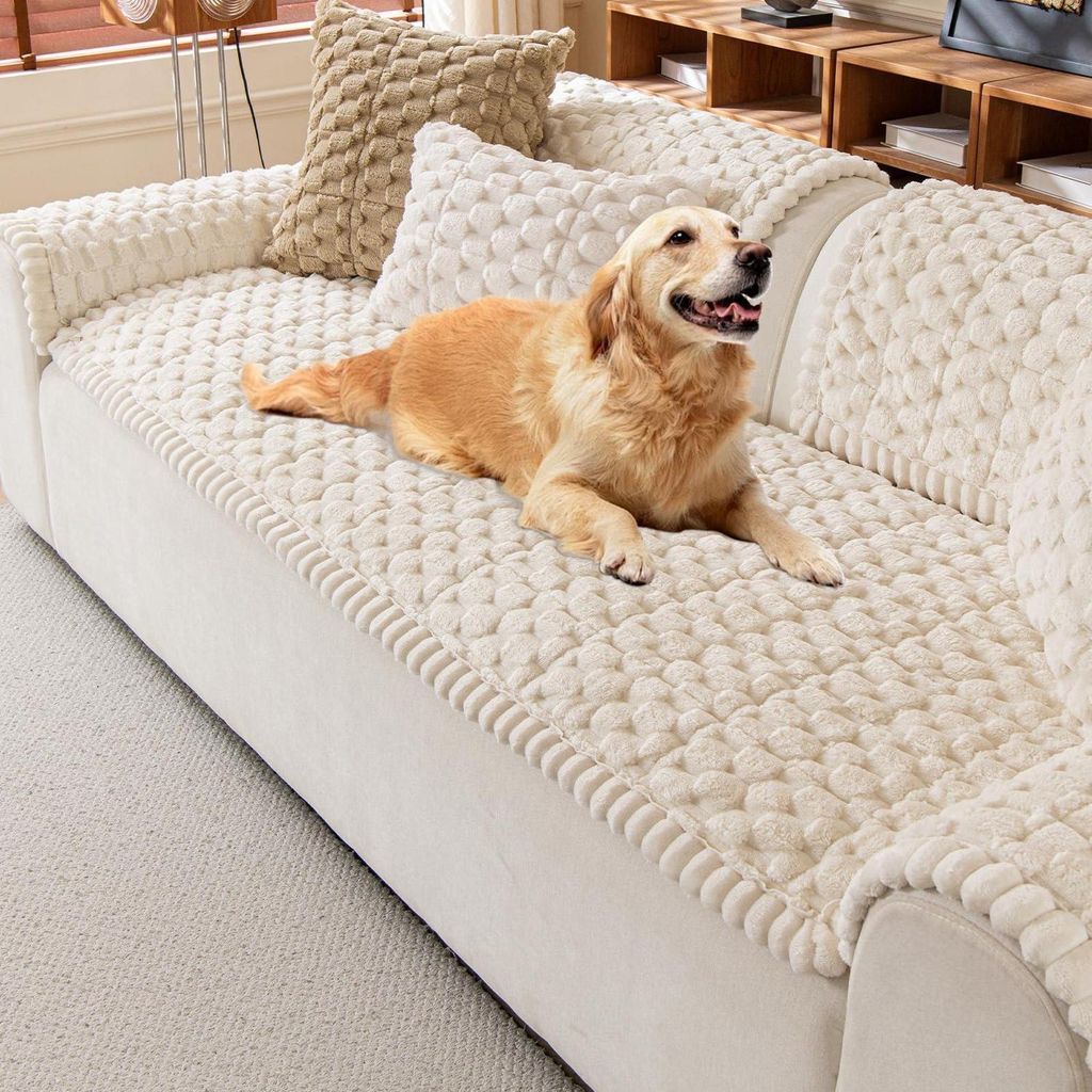 Sofa Auflage rutschfest Plüsch 70x210 cm Beige Hundedecken