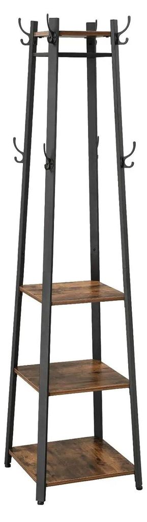 Garderobenständer - Standgarderobe - 8 Haken - 43 x 43 x 180 cm - Montage erforderlich - Braun