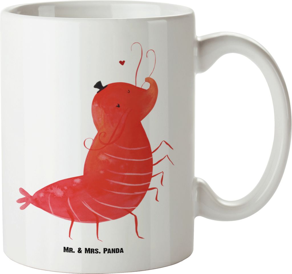 Mr. & Mrs. Panda Pott Garnele Franzose - Weiß - Geschenk, jumbotasse, Große Teetasse, Krabbe, Meerestiere, Riesenkaffeetasse, Tasse, Keramiktasse...